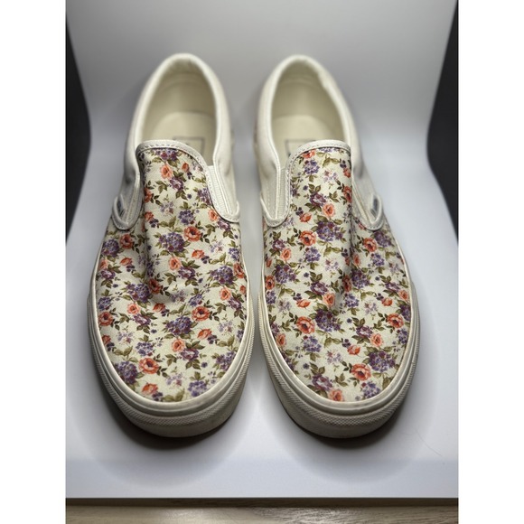 Vans Slip On Floral Print Sneakers Womens Size 10 Casual Canvas Shoes - Picture 2 of 6
